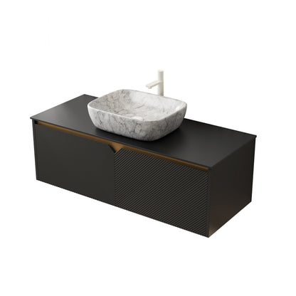 RUBEN 48" Wall-Mounted Black Plywood Cabinet and Black Sintered Stone Countertop, NO Basin, NO Faucet and Sink Cover image 5