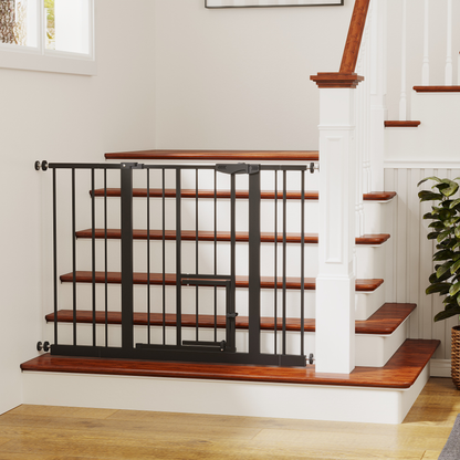 Baby Gate with Cat Door, 29.5-44.1" Metal Pet Door for Stairs & Doorways,Pressure Mounted,No Tools Needed, Black image 7