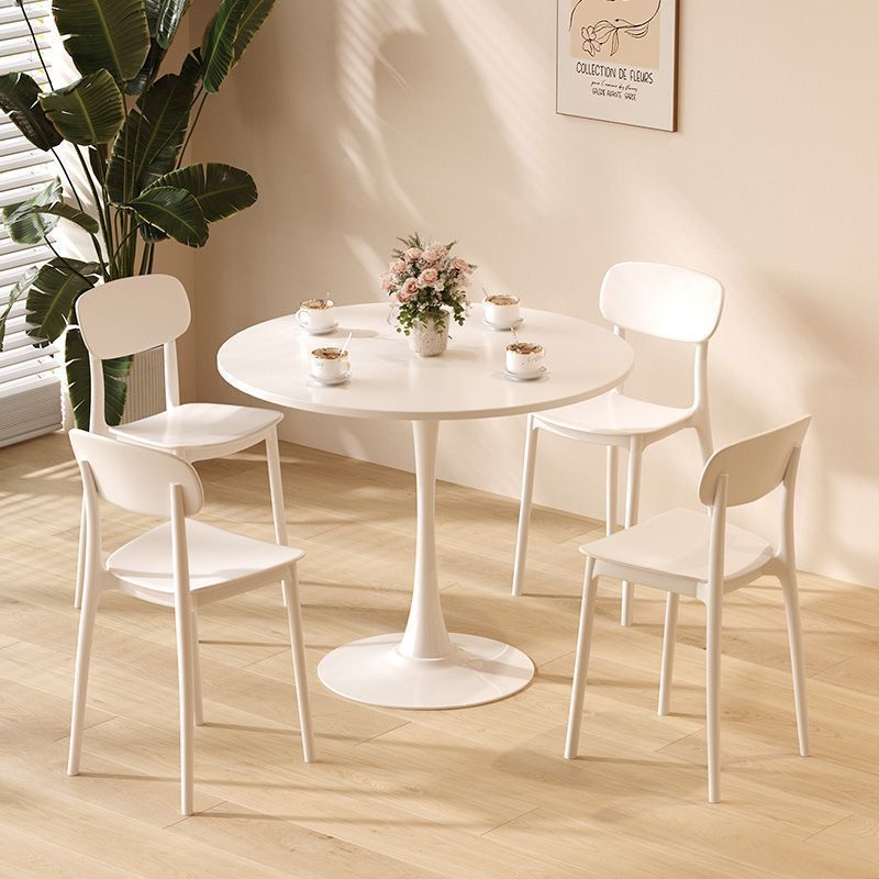 White Round Table, Modern Dining Table, MDF Top and Steel Base Tulip Round Kitchen Table, Mid Century Coffee Table for Living Room 24 Inch, Oval Dining Table image 12