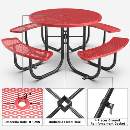 Red Round Table & Chair Set with Umbrella Hole image 4
