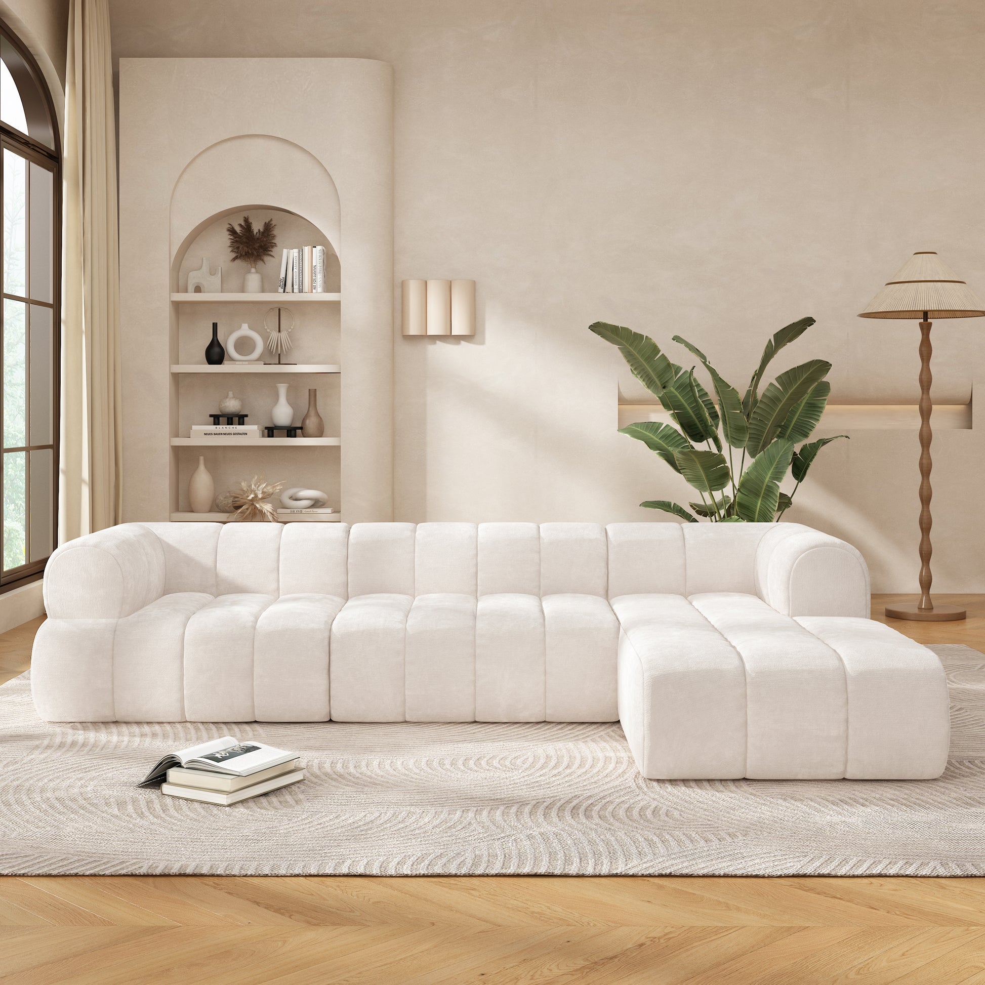 122" Modern L-Shaped Sectional Sofa with High-Density Fully Compressed Sponge and Chaise Lounge, 2-Piece Set, Fully Assembled Right Hand Facing, Perfect for Living Room, Lounge image 1