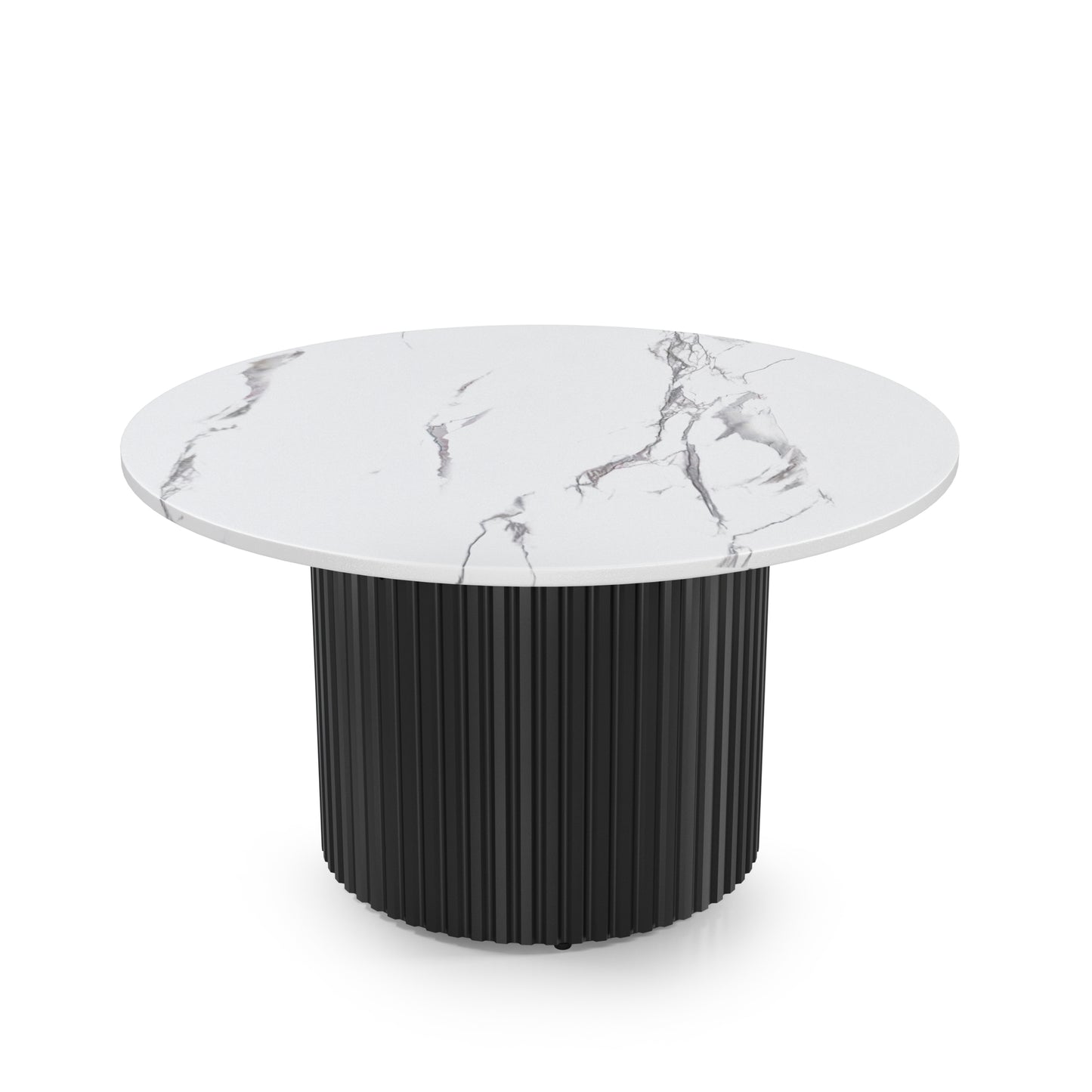 Coffee Table Set of 3, Modern Nesting Coffee Tables with Faux Marble Top and Metal Legs, Round Coffee & Side Tables with Ribbed Design for Living Room, Small Space Apartment image 8