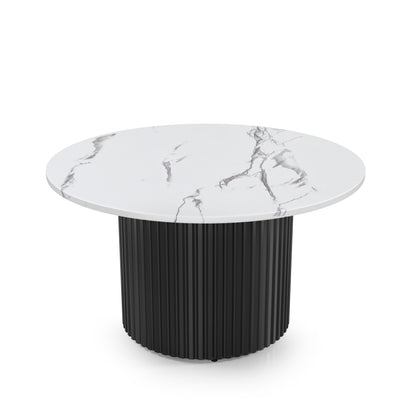 Coffee Table Set of 3, Modern Nesting Coffee Tables with Faux Marble Top and Metal Legs, Round Coffee & Side Tables with Ribbed Design for Living Room, Small Space Apartment image 8