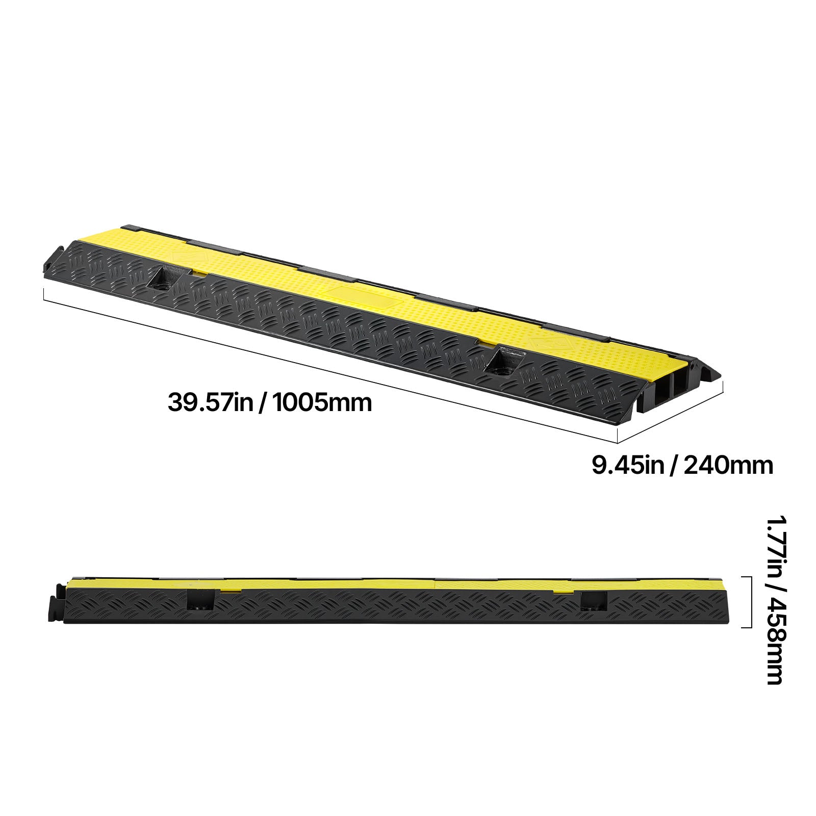 Cable Protector Ramp, 22,000 lbs/axle Capacity, 2 Channel Heavy Duty Rubber Cord Hose Wire Cover, 1.3 x 1.2 in Channel, Traffic Speed Bump with Flip-Open Top Cover, for Indoor Outdoor, 1 Pack image 8