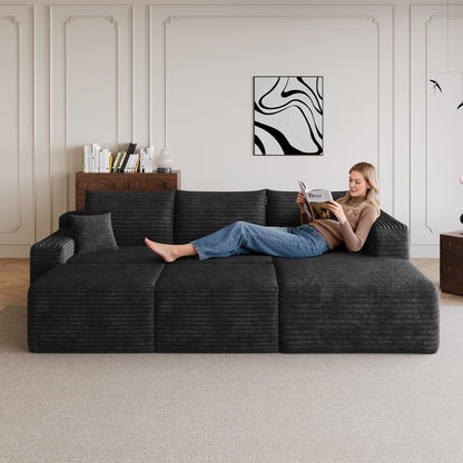 Deep seat corner couch no assembly required black corduroy side view