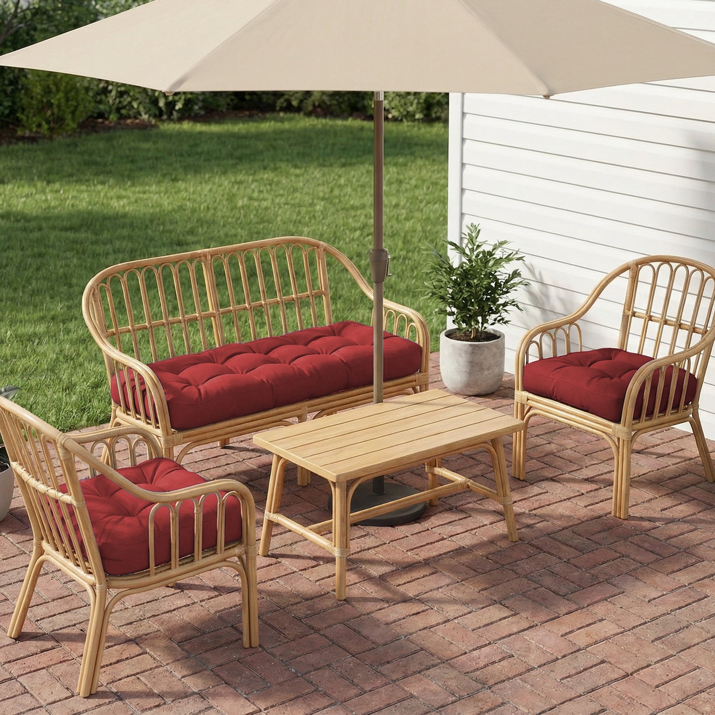 Wicker Chair Cushions Set of 3. Anti-Slip/Waterproof Patio Furniture Chair Cushions. Tufted Outdoor Furniture Cushions 4 Inch Extra Thick. image 8