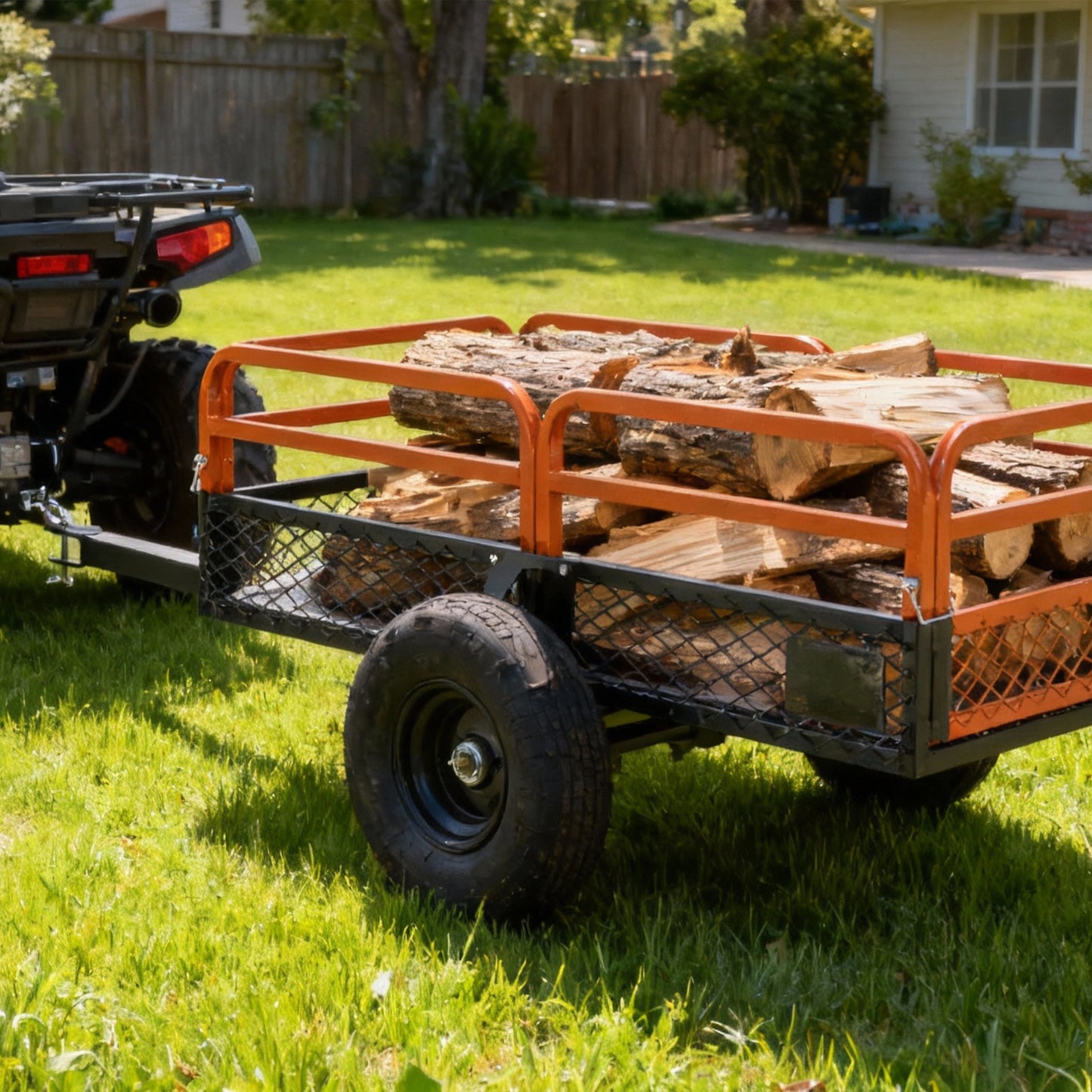 1500LBS Capacity 15 Cubic Feet Dump Cart Trailer, Heavy Duty Tow Behind Hauling & Dumping Wagon for ATV, UTV, Lawn Tractor and Garden Use image 10