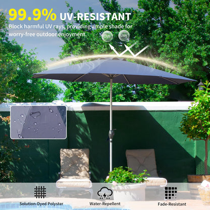 10FT Patio Umbrella, Outdoor Table Umbrella with Push Button Tilt and Crank, UV Protection Waterproof Market Sun Umbrella with 8 Sturdy Ribs for Garden, Backyard, Pool (Navy Blue) - Base Not Include image 3