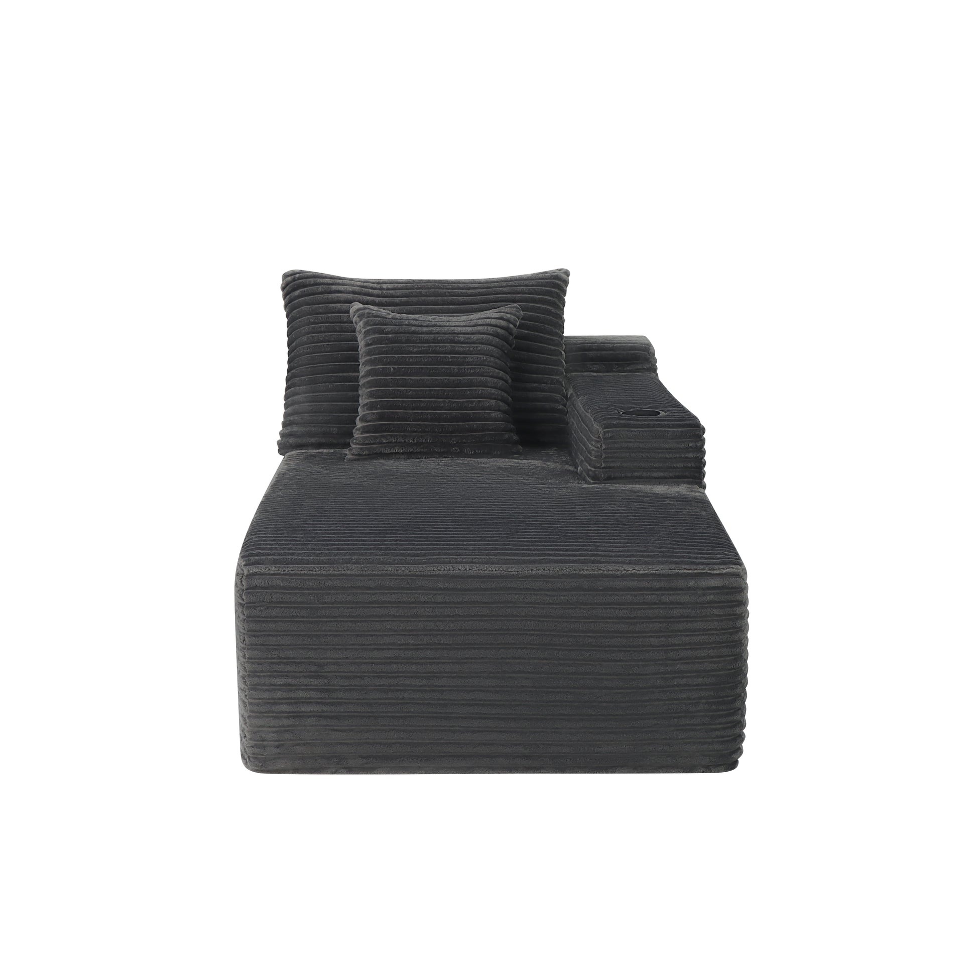 37.5-inch Right chaise longue with plush grey velvet, cup holder, flexible matching, mainly for living room use. image 2