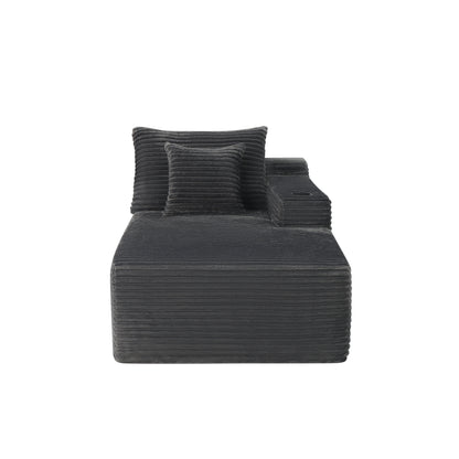 37.5-inch Right chaise longue with plush grey velvet, cup holder, flexible matching, mainly for living room use. image 2