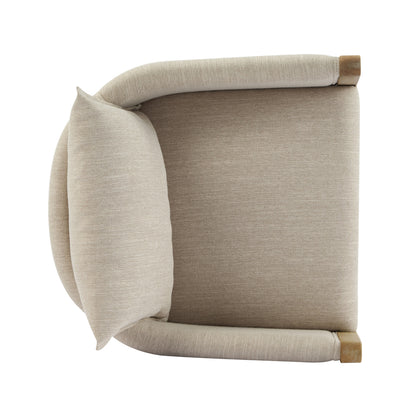 Linen Upholstered Armchair with Natural Rubber Wood Legs in Beige (Set of 2) image 10