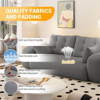 Human Dog Bed, Lazy Sofa Couch, 78.7" Multi-Functional Foldable Sofa Bed, 3-in-1 Sherpa Fleece Fabric Foam-Filled Sleeper Sofa Bed for Living Room,Guest Bed,Playroom,GREY image 12