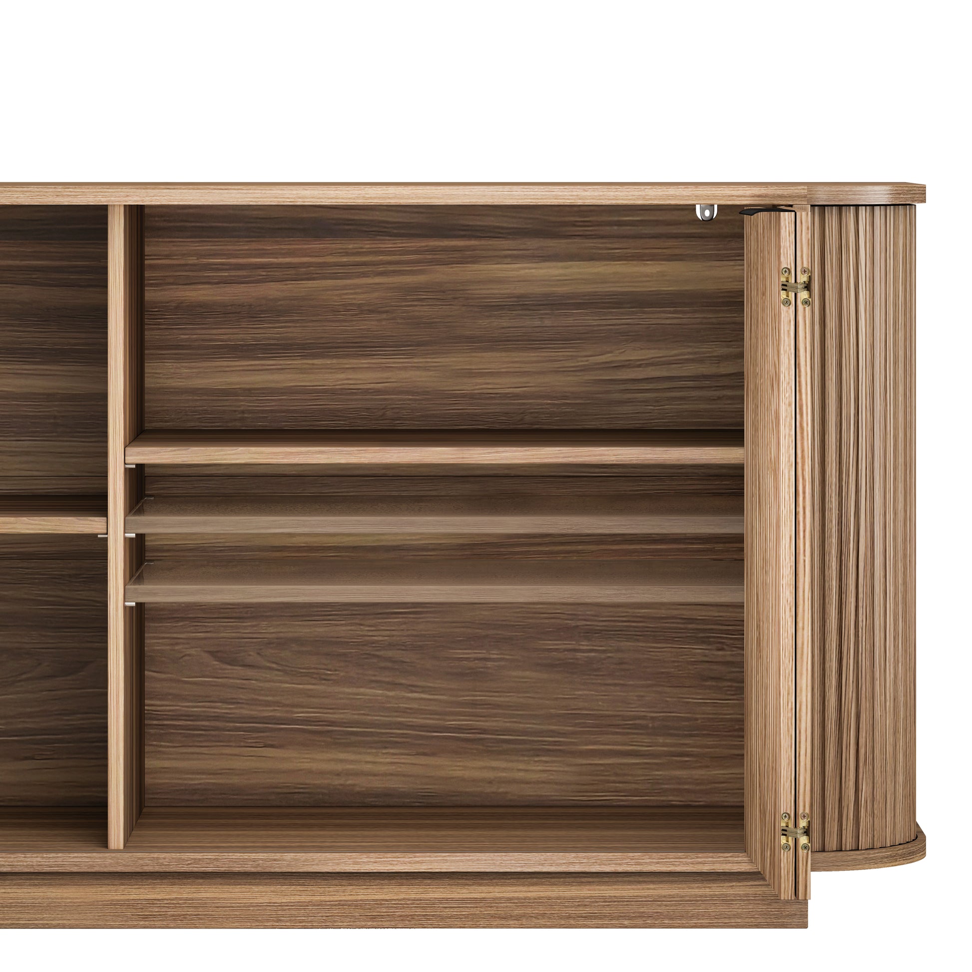 63"Wavy Storage Sideboard, Double-Door Buffet Cabinet with Adjustable Shelves, Suitable for Kitchen, Living Room, Hallway - Versatile Storage (Brown) image 11