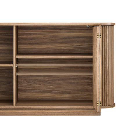 63"Wavy Storage Sideboard, Double-Door Buffet Cabinet with Adjustable Shelves, Suitable for Kitchen, Living Room, Hallway - Versatile Storage (Brown) image 11