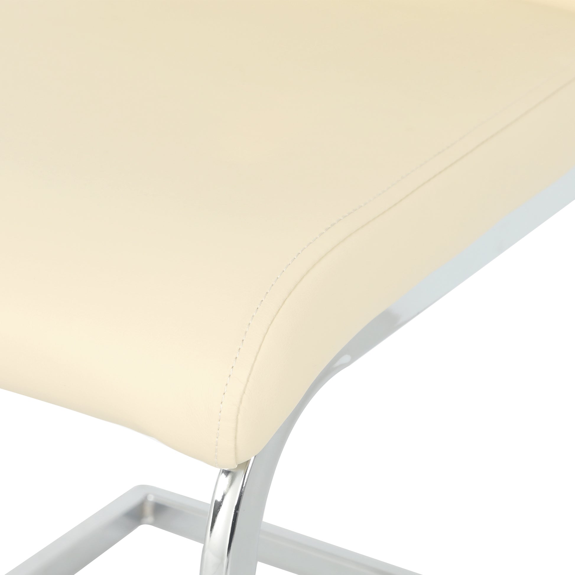 Modern Light Yellow PU dining chair living room chair upholstered chair, electroplated metal chair leg design, kitchen, living room, bedroom, dining room side chair (Set of 2) image 7