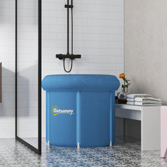 Outsunny Ice Bath Tub, 79 Gallon Outdoor Portable Cold Plunge Tub with Thermo Lid, Cover and Carry Bag for Athletes Recovery and Cold Water Therapy, Dark Blue