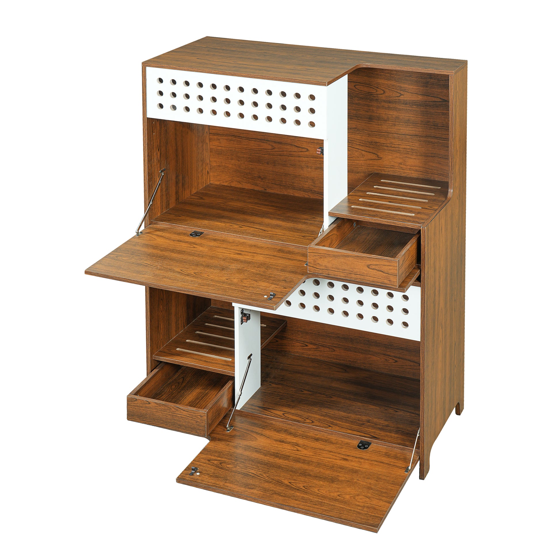 2-Piece of Modern 2 IN 1 Cat Furniture Set, Cat Litter Box Enclosure Side Table, Cat House with Storage, for 2 Small-Medium Sized Cats - BROWN image 3