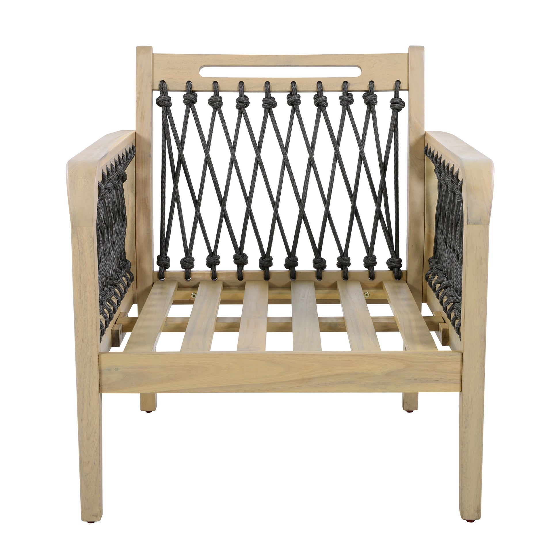 Outdoor Acacia Wood Club Chair with Handwoven Rope(Set of 2), Light Teak Finish image 12