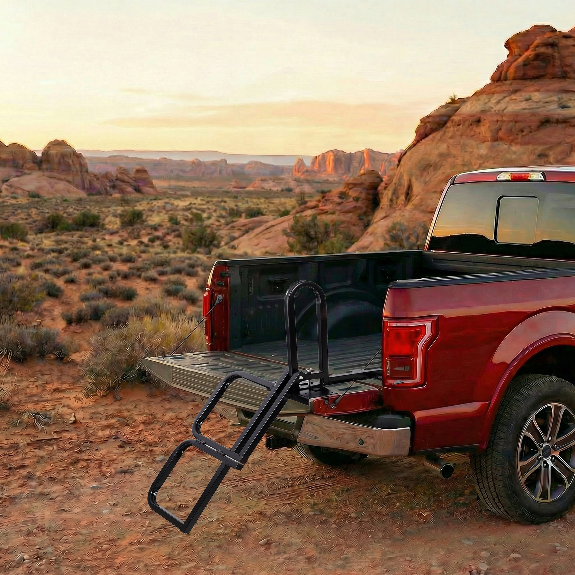 Foldable Pickup Truck Tailgate Two-Step Ladder - Universal Fit. Drilling Hex Screws for Easy Install. Load Capacity: 300 LBS. Serves To Secure Items In Truck Bed image 9
