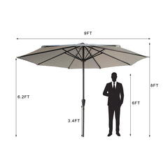 9' Outdoor Patio Aluminum Umbrella with UV Protection – Gray