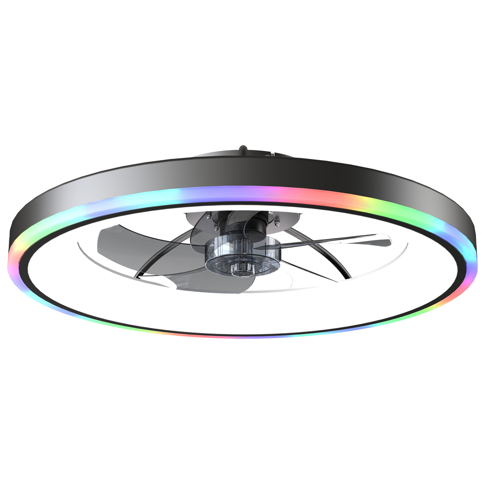 23.6" Modern RGB Ceiling Fan with Lights, Flush Mount Low Profile Fan with Remote & APP, 6-Speed Reversible Silent DC Motor, Dimmable 3000-6500K LED for Bedroom, Black image 10