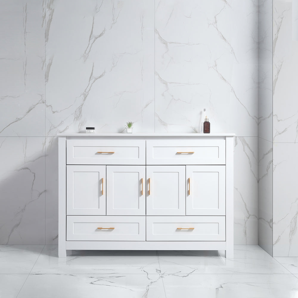 48" White Bathroom Vanity, Abundant Storage Cabinet -4 Soft close doors and 4 drawers (excluding the ceramic basin) image 8