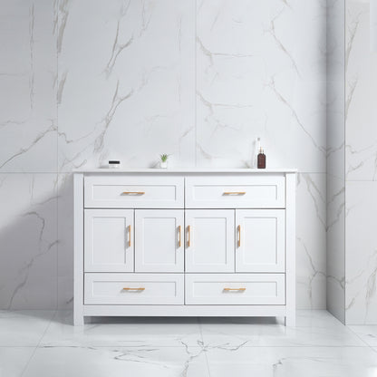 48" White Bathroom Vanity, Abundant Storage Cabinet -4 Soft close doors and 4 drawers (excluding the ceramic basin) image 8