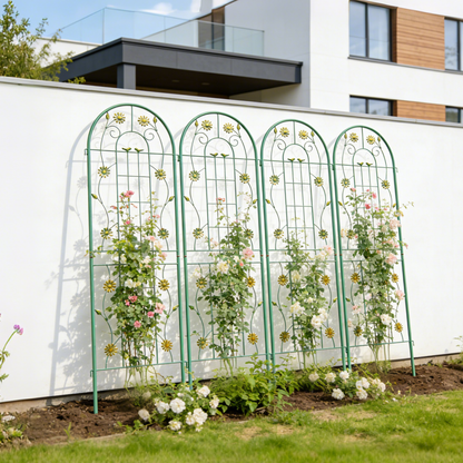 4 Pack Metal Garden Trellis 71" x 19.7" Rustproof Trellis for Climbing Plants Outdoor Flower Support Green image 2