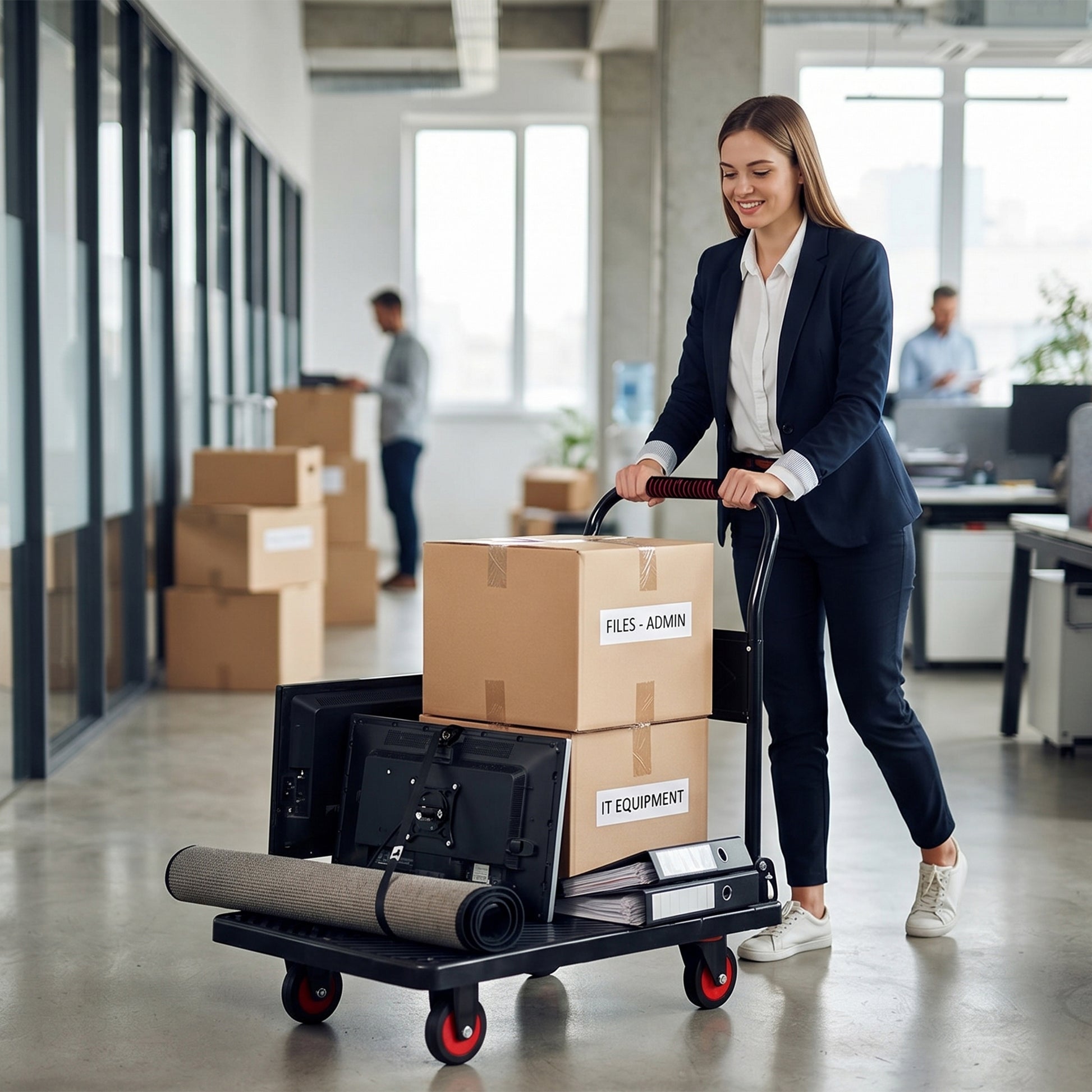 28-3/4" Long x 18-3/4" Wide Platform Truck, Foldable Handcart with 4'' TPR 360-Degree Silent Wheels, 330lbs Heavy-Duty Push Dolly Cart, 4 Steel Load-Bearing Beams for Warehouse Garage Home Use image 5