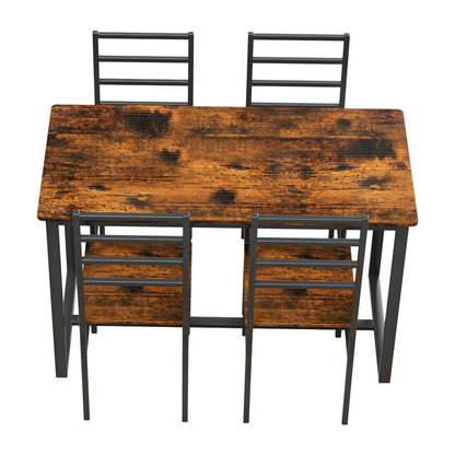 5 Piece Metal and Wood Indoor Modern Dinning Table Furniture Set for 4, Dining Table Chairs image 8