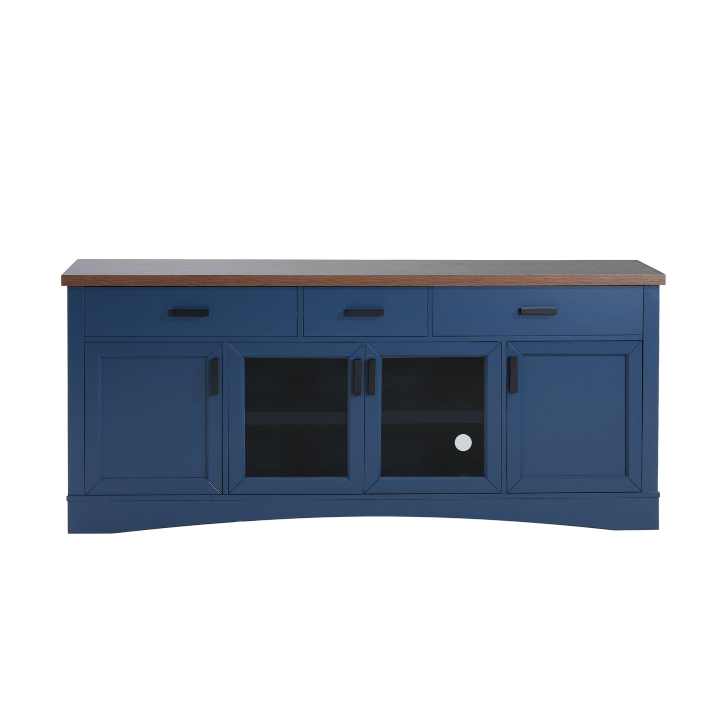 Modern Blue TV Console, 67" Width TV Stand, Glass Doors & Storage Drawers, Adjustable Shelves (Old SKU:N779P296233B) image 12