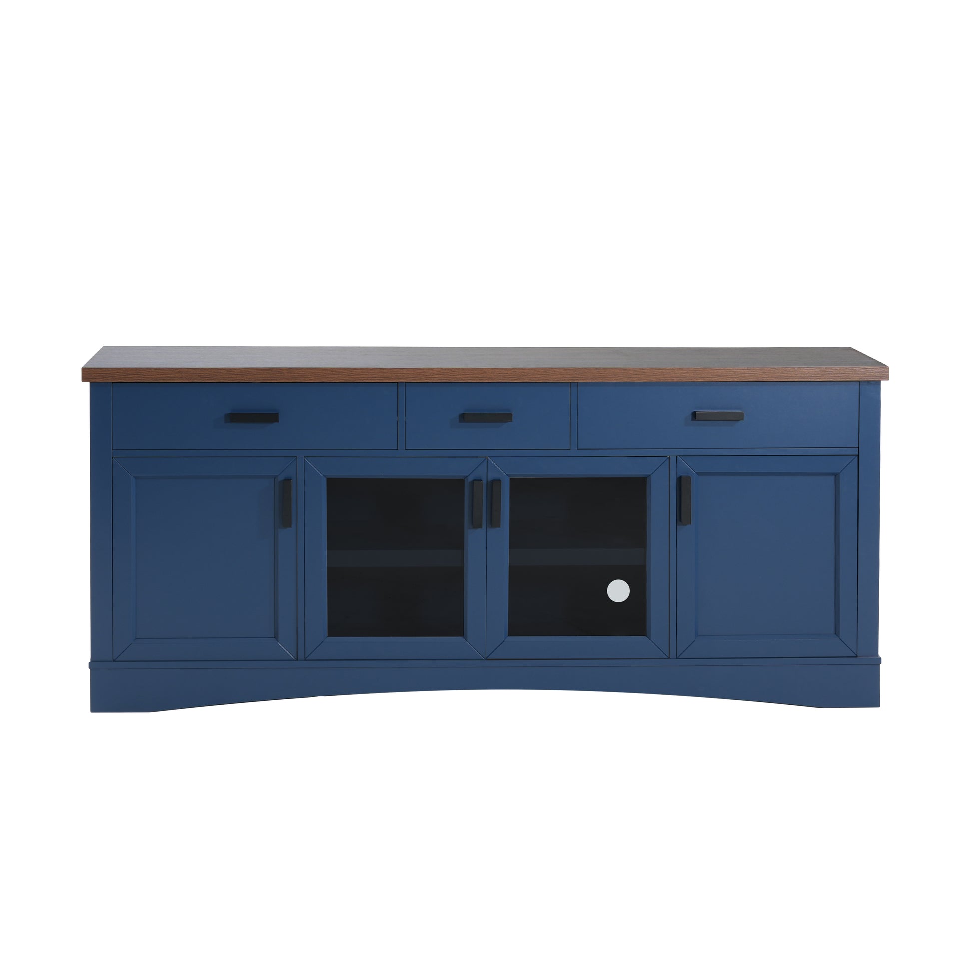 Modern Blue TV Console, 67" Width TV Stand, Glass Doors & Storage Drawers, Adjustable Shelves (Old SKU:N779P296233B) image 12