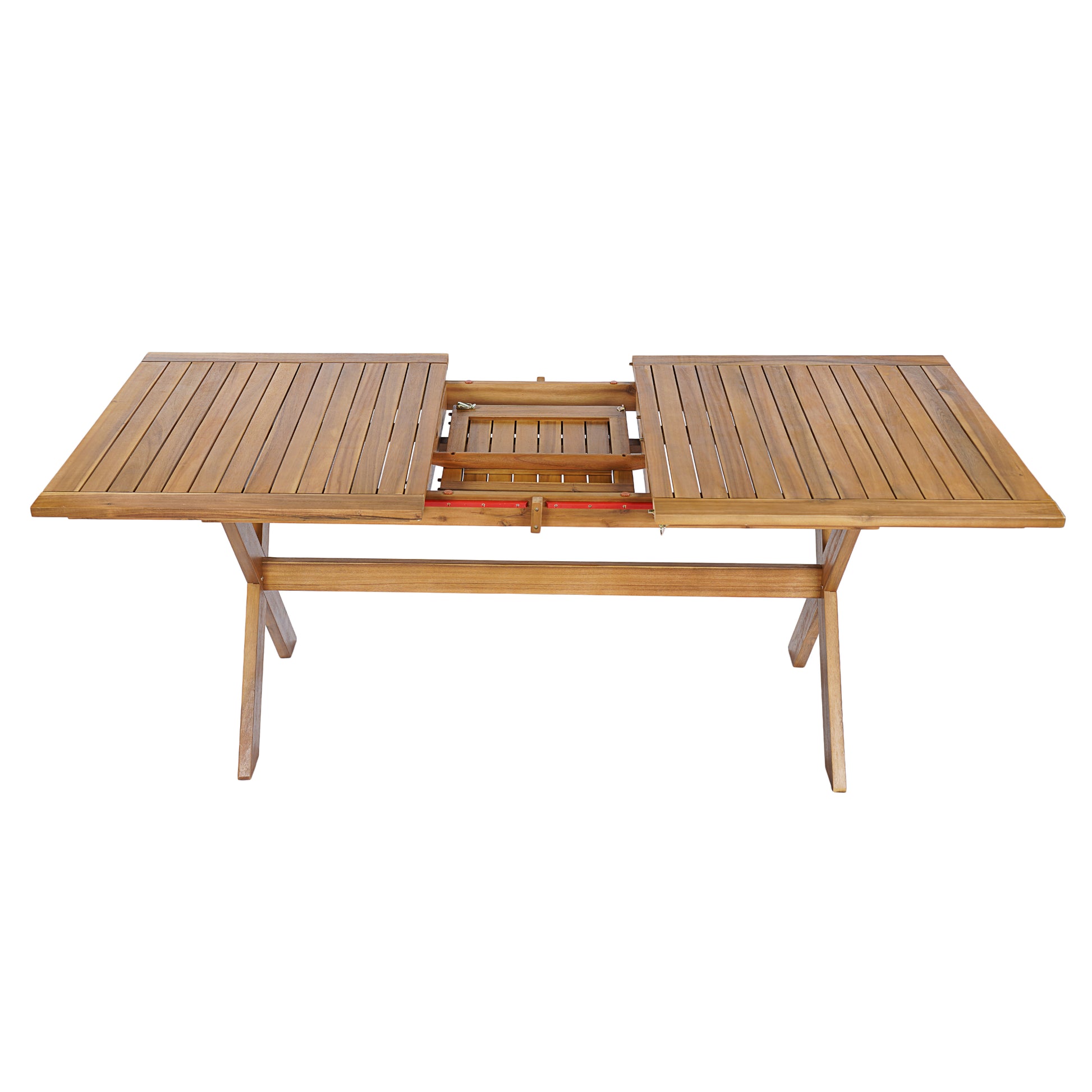 60"-76" Acacia Wood Outdoor Dining Table, Telescopic Table Ideal for Patio & Garden Gatherings, Teak Finish image 10