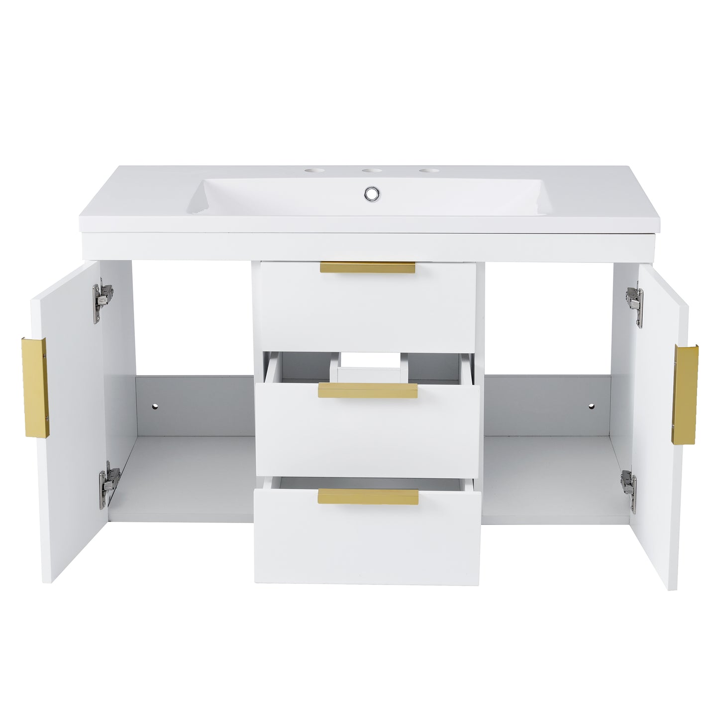 36'' Wall Mounted Bathroom Vanity, Floating Bathroom Storage Cabinet with 2 Drawers, Solid Wood Bathroom Cabinet (Same as N710S236003K) image 11