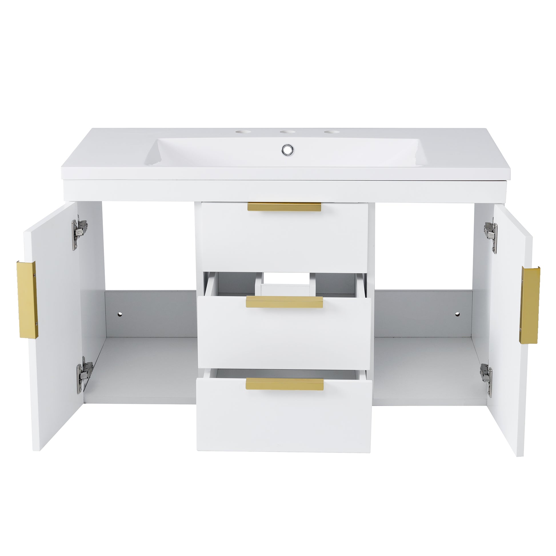 36'' Wall Mounted Bathroom Vanity, Floating Bathroom Storage Cabinet with 2 Drawers, Solid Wood Bathroom Cabinet (Same as N710S236003K) image 11