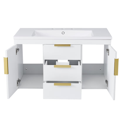 36'' Wall Mounted Bathroom Vanity, Floating Bathroom Storage Cabinet with 2 Drawers, Solid Wood Bathroom Cabinet (Same as N710S236003K) image 11