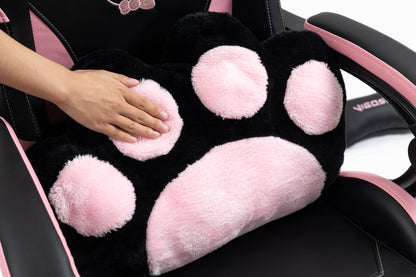 Cute Cat Gaming Chair with Paw Lumbar Cushion, PC Video Gamer Chair for Girl Teen Woman (Black) image 3