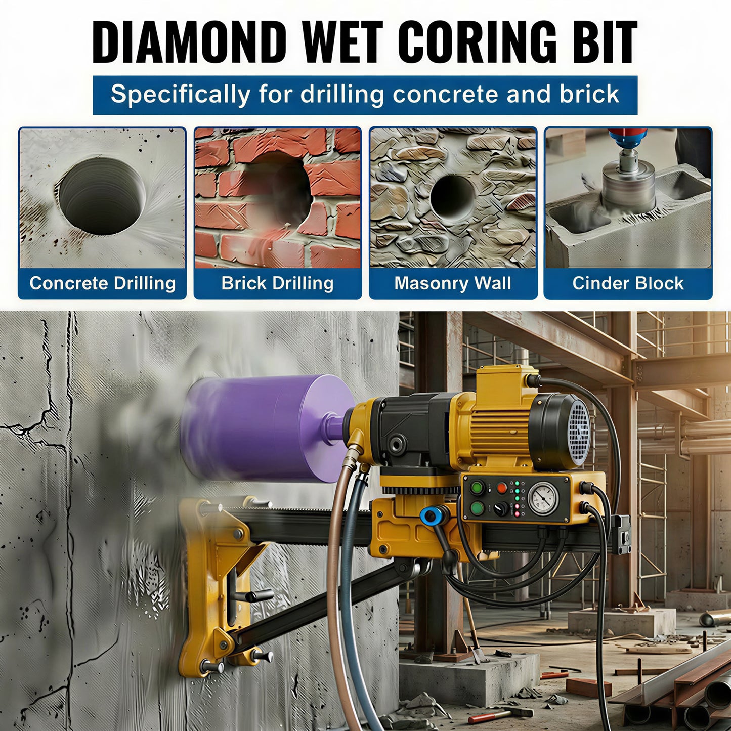 3 Inch Diamond Core Drill Bits,1-1/4"-7 Thread Diamond Core Bit for Cured Concrete with Rebar, Hard Masonry, Brick Block, Stucco, Stone,Shark image 11