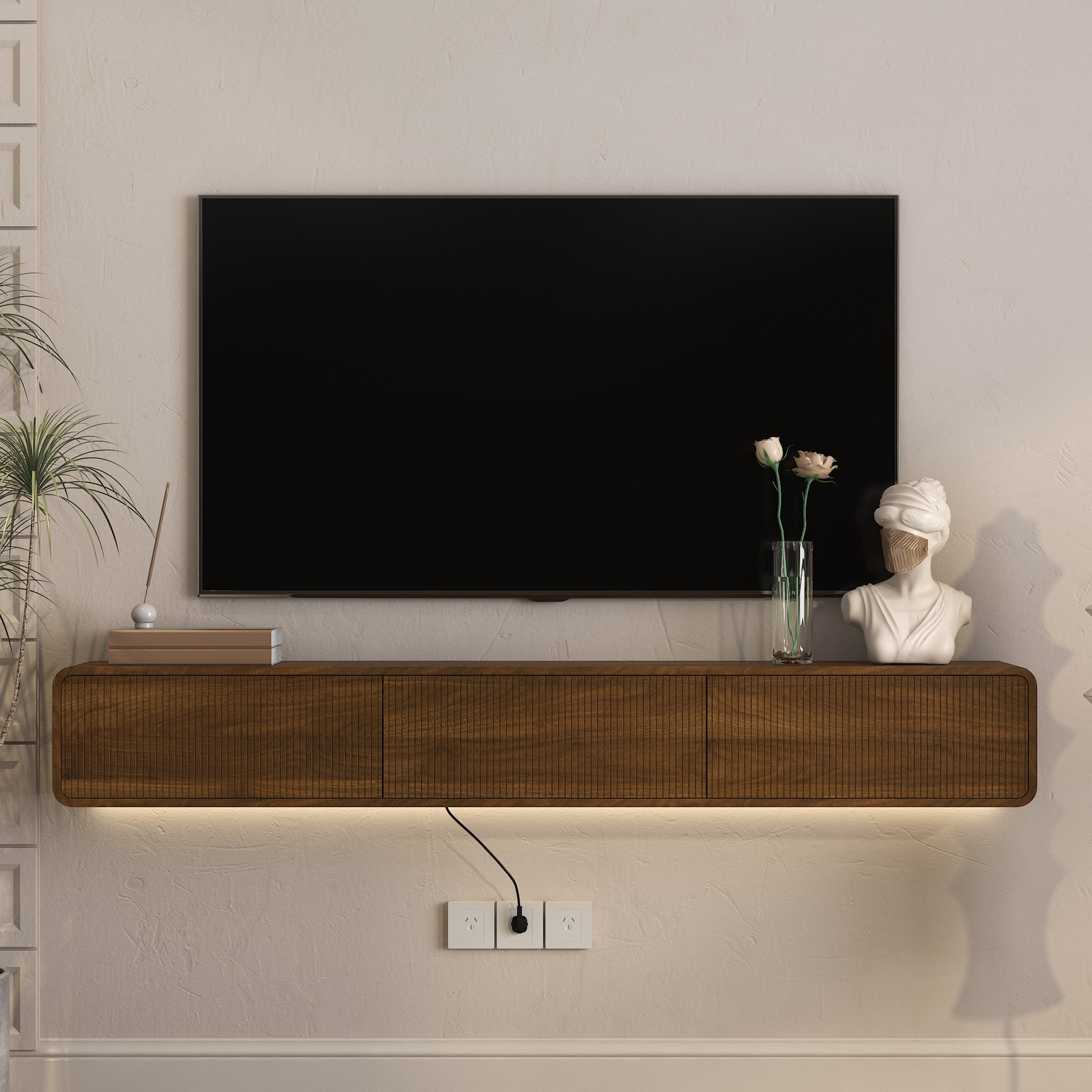 Floating TV Stand Wall Mounted with 16 Color LEDs,69" Modern TV Stand, Floating TV Cabinet Entertainment Center for 55 60 65 Inch TV image 1