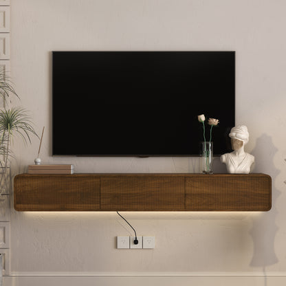 Floating TV Stand Wall Mounted with 16 Color LEDs,69" Modern TV Stand, Floating TV Cabinet Entertainment Center for 55 60 65 Inch TV image 1