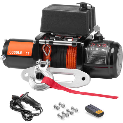 Electric Winch for Truck 6000 lb Synthetic Rope Waterproof Remote Control image 1