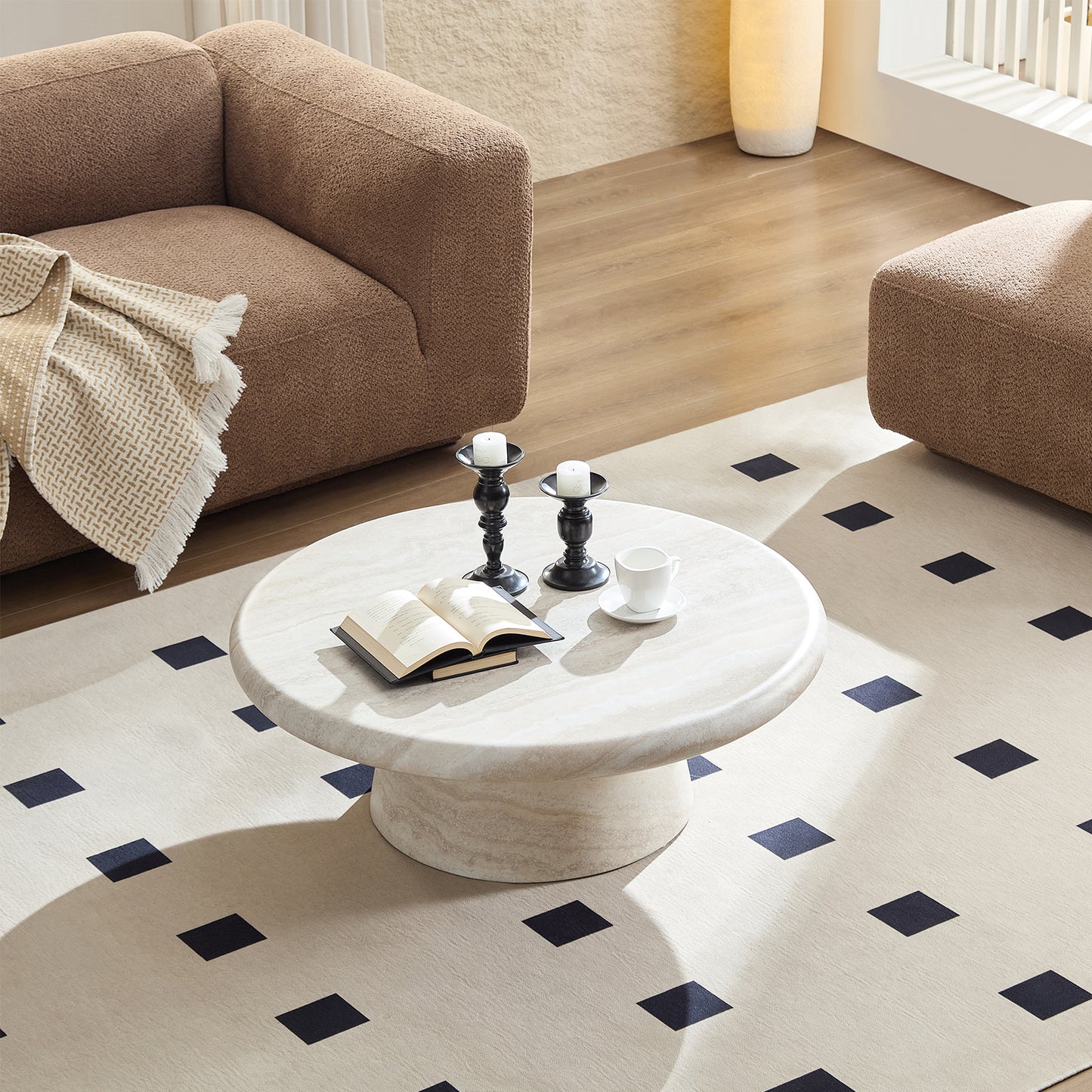 Modern Round Coffee Table, Perfect for Living Room Decor,Assembly Required image 3
