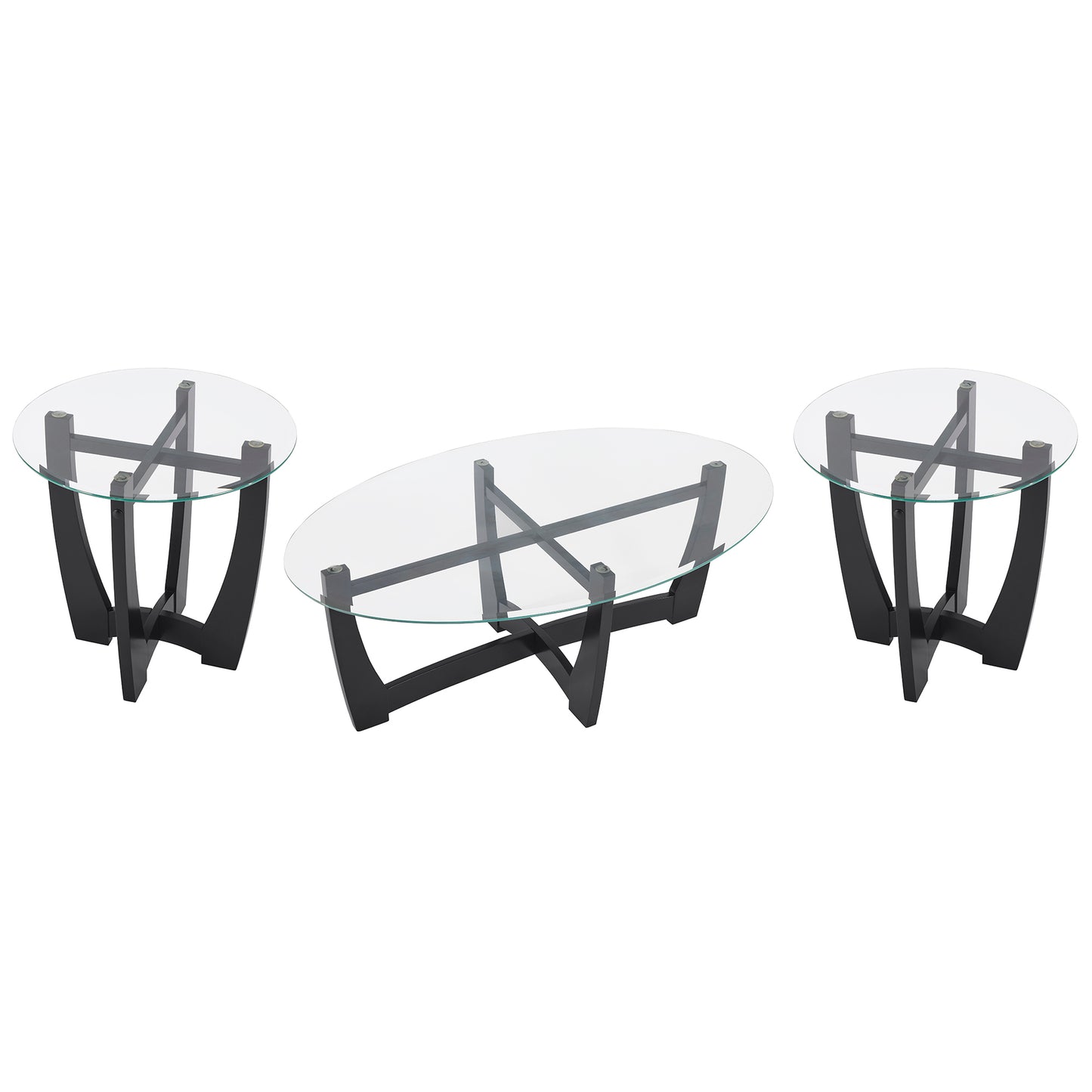 23.5 inch round glass coffee table, black round coffee table center table with glass top, small coffee table for living room, office and apartment image 8