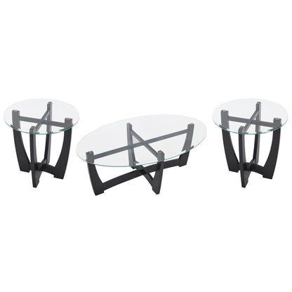 23.5 inch round glass coffee table, black round coffee table center table with glass top, small coffee table for living room, office and apartment image 8