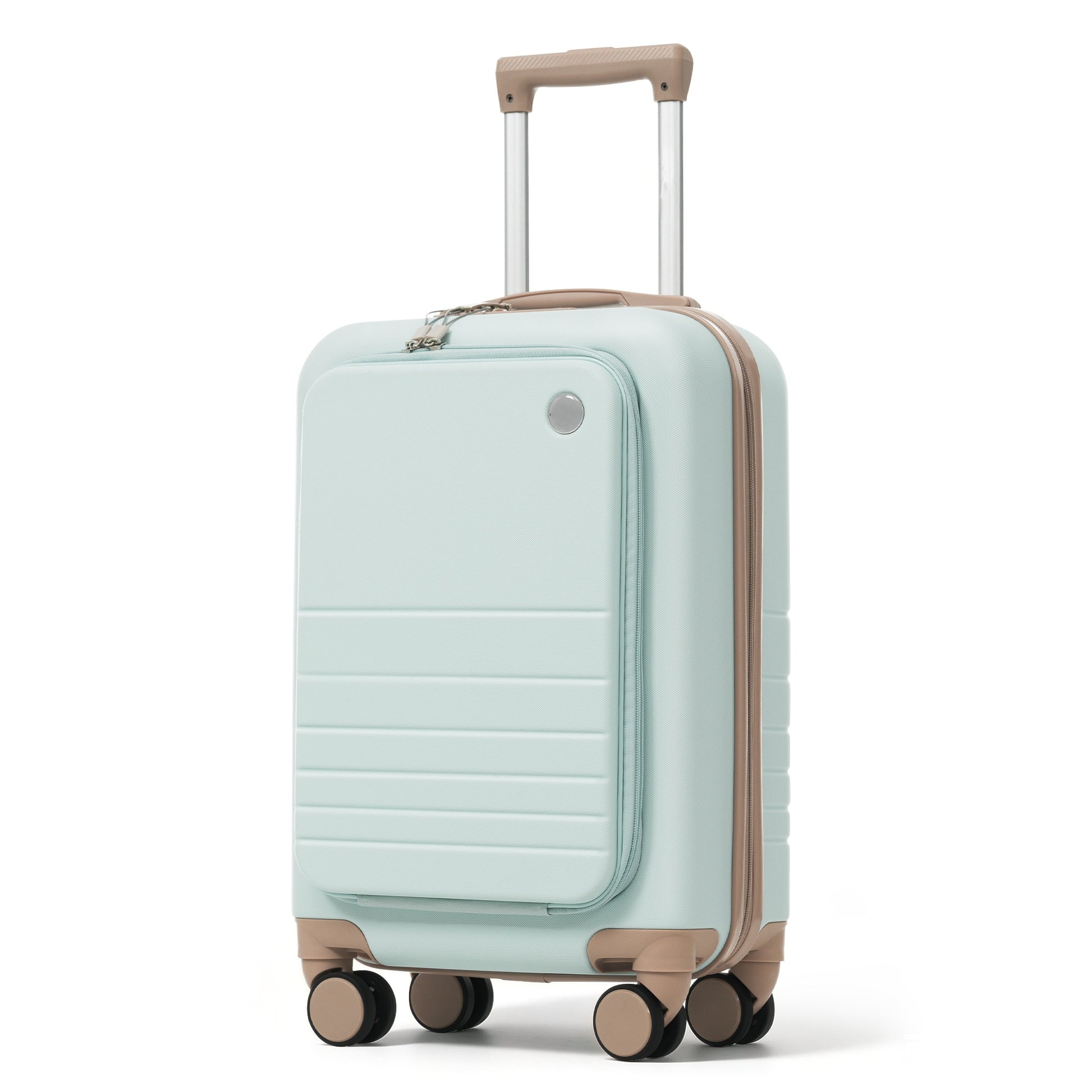 4-Piece Luggage Set with USB Charging Ports - 20in Carry-On (Front-Opening for Laptop) 28in Checked Suitcase with TSA Lock Travel Duffel Bag Wet-Dry Toiletry Bag, grey green image 9