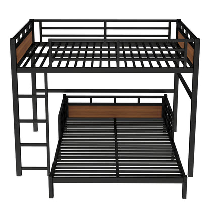 Queen over Queen Metal Bunk Bed/Metal Loft Bed,Separable Bunk Beds,with raised security fence,Walnut Color image 6