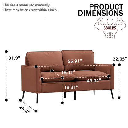 TS Cat paw leather upholstered sofa loveseat,Nordic retro light luxury living room balcony bedroom single casual sofa chair (Brown) image 9