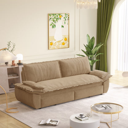 73.2" Queen Pull Out Sofa Bed,3-in-1 Convertible Sleeper Sofa,Multi-Functional Corduroy Loveseat Bed,Camel(Old sku:W1885S00234) image 5