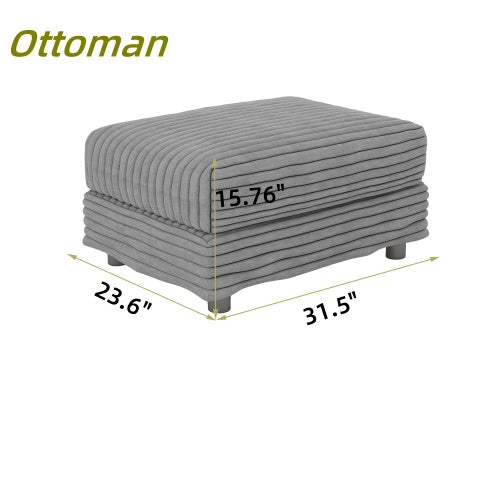 Plush Corduroy Ottoman to Combine with 2 Seater Sofa, 3 Seater Sofa and 4 Seater Sofa, Suitable for Living Rooms, Apartments, Offices, Grey(Old SKU:W1885P336067) image 2