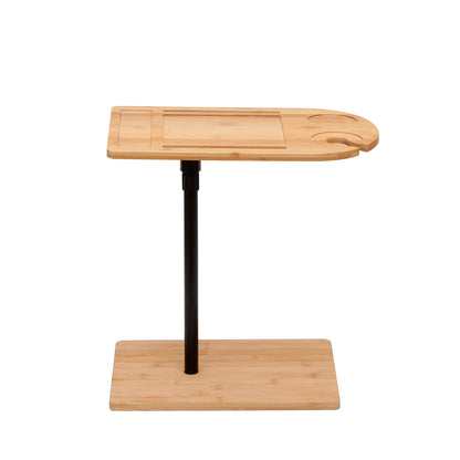 Couch Tray Table Bamboo Height Adjustable Side Table for Sofa C-shaped Oval End Tables with Slots for Bed & Chairs in Living Room & Bedroom (Oval + Rectangle) image 12